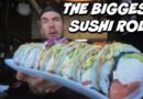 BIGGEST SUSHI ROLL CHALLENGE IN CALIFORNIA! MONSTER SUSHI ROLL! Man Vs Food