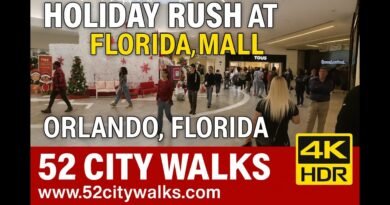 Tour the Busy Florida Mall in Orlando | Crowded Food Pavilion, Santa’s Castle & Holiday Rush 4K HDR